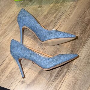 Sam Edelman Blue Lace Pointed Stiletto Heels